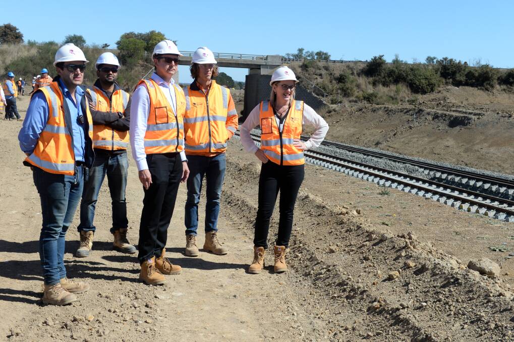 Transport Infrastructure Minister Jacinta Allan inspected the works at Millbrook this week. Picture: Kate Healy