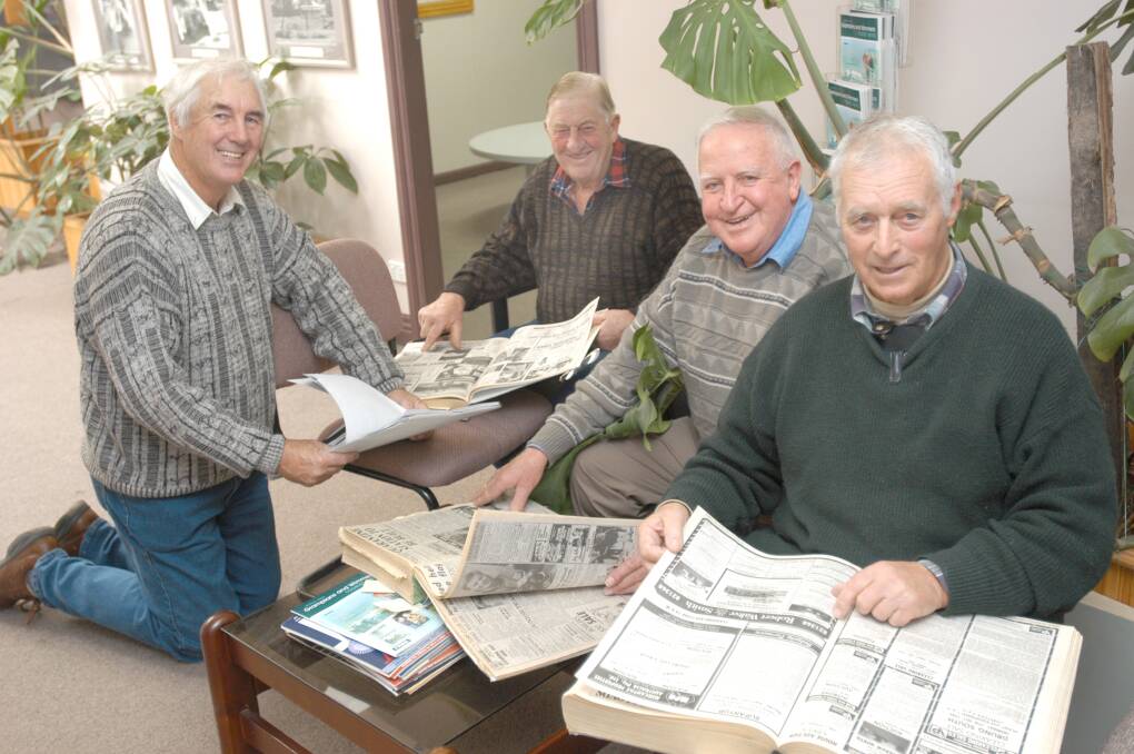 Barry Gross, Elmer Ruwoldt, Austin Eagle and Bob Wirth researched Horsham Show history at the Mail-Times offices in 2008.