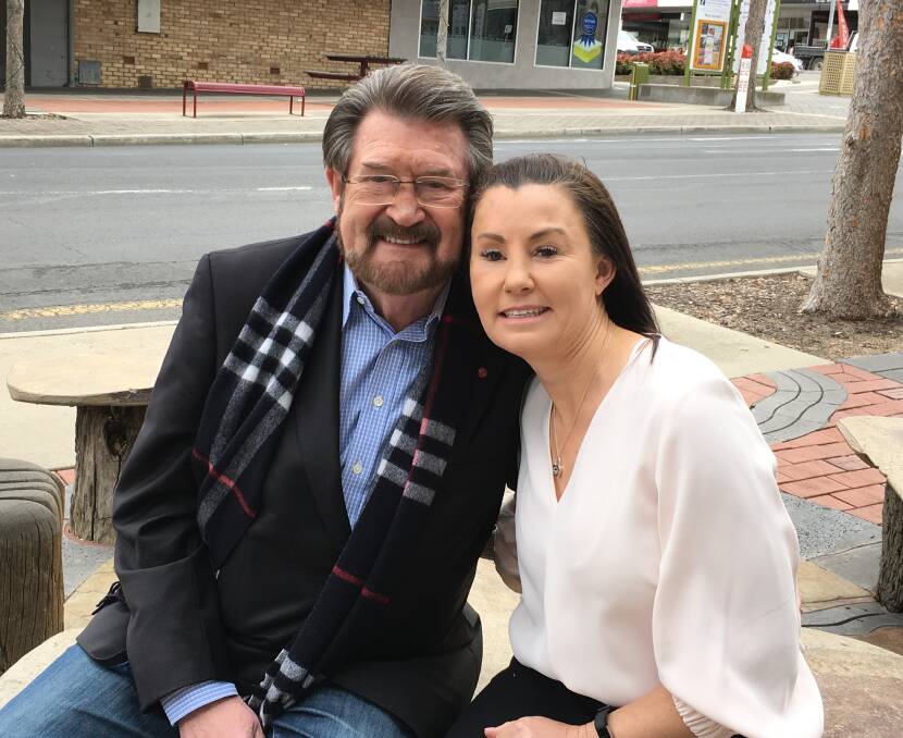 MINI TOUR: Senator Derryn Hinch with Horsham White Ribbon ambassador Simone O'Brien. Mr Hinch spent Wednesday and Thursday in Horsham and Ararat speaking to community members. Picture: CONTRIBUTED