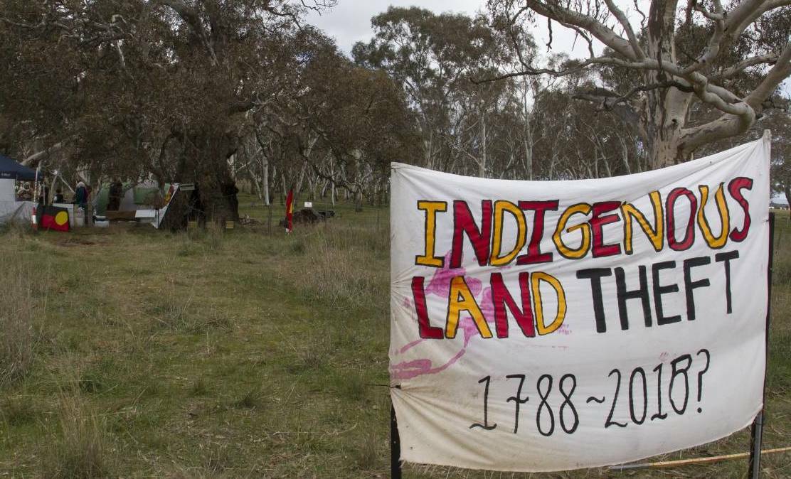  The protest camp and Djap Wurrung Embassy beside the Western Highway near the Warrayatkin Road intersection outside Ararat in July. Picture: PETER PICKERING