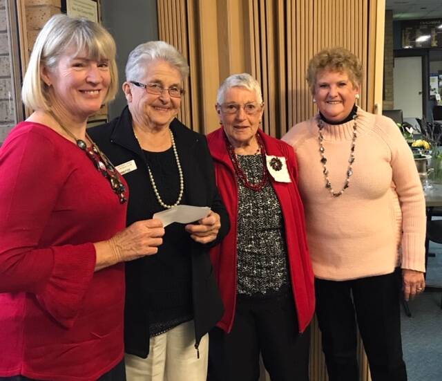 GENEROUS: Probus members present a donation to Rotary president Bo Munroe (first left). Also pictured: Margaret Dunmore, May Reid and Gwenda Allgood.