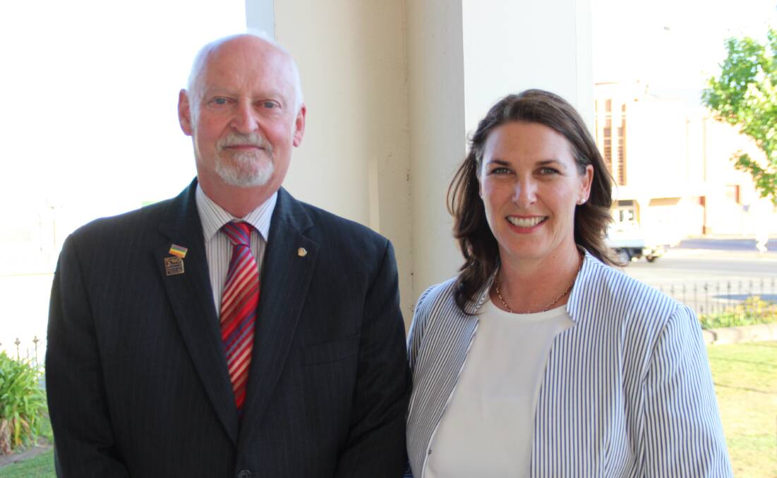 Ararat Rural City mayor Peter Beales with deputy mayor and Senate hopeful Jo Armstrong. Picture: LACHLAN WILLIAMS. 