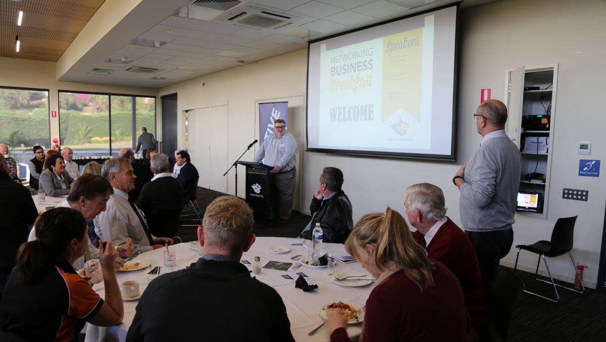 Ararat Rural Council chief officer Dr Tim Harrison speaks at the last Business Breakfast. Picture: CONTRIBUTED. 