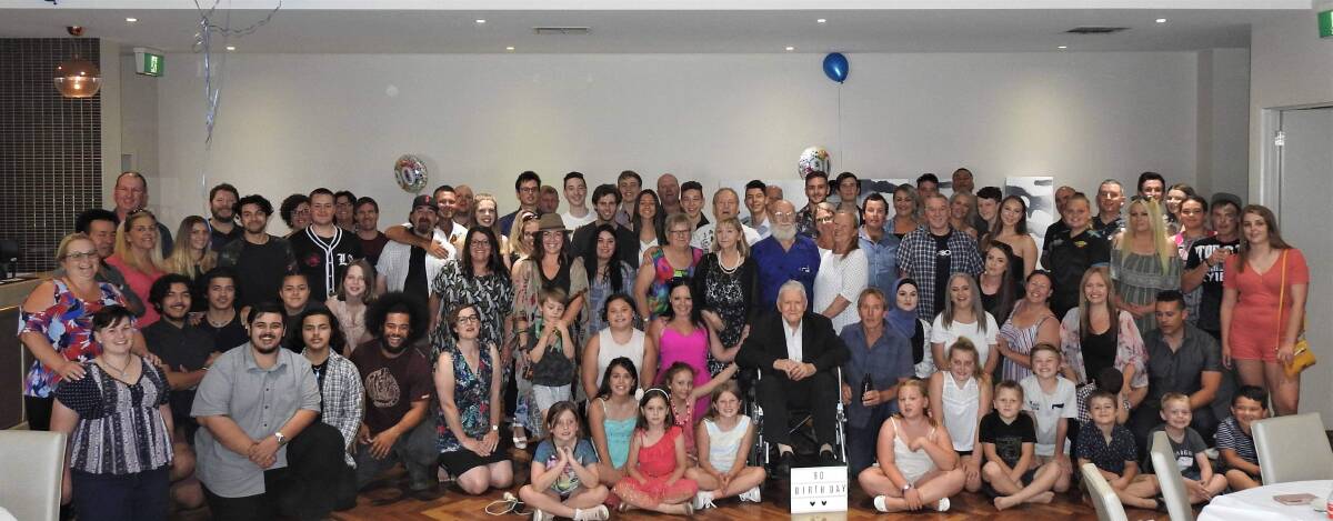 Victor Barwick's huge family gathered at the Ararat RSL to celebrate his 90th birthday. Picture: CONTRIBUTED.