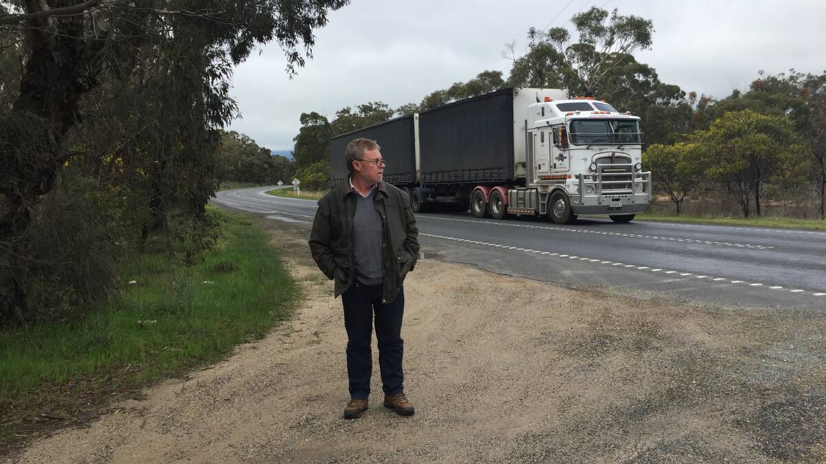 DANGEROUS: Roger Louder's driveway opens on to the Western Highway at Buangor, where he says he has had some hair-raising experiences. Picture: JESSIEANNE GARTLAN
