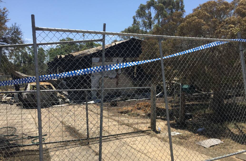 GONE: The fire has completely destroyed the Grano Street property a discarded cigarette butt sparked a fire which was exacerbated by hot conditions. PICTURE: JessieAnne Gartlan. 