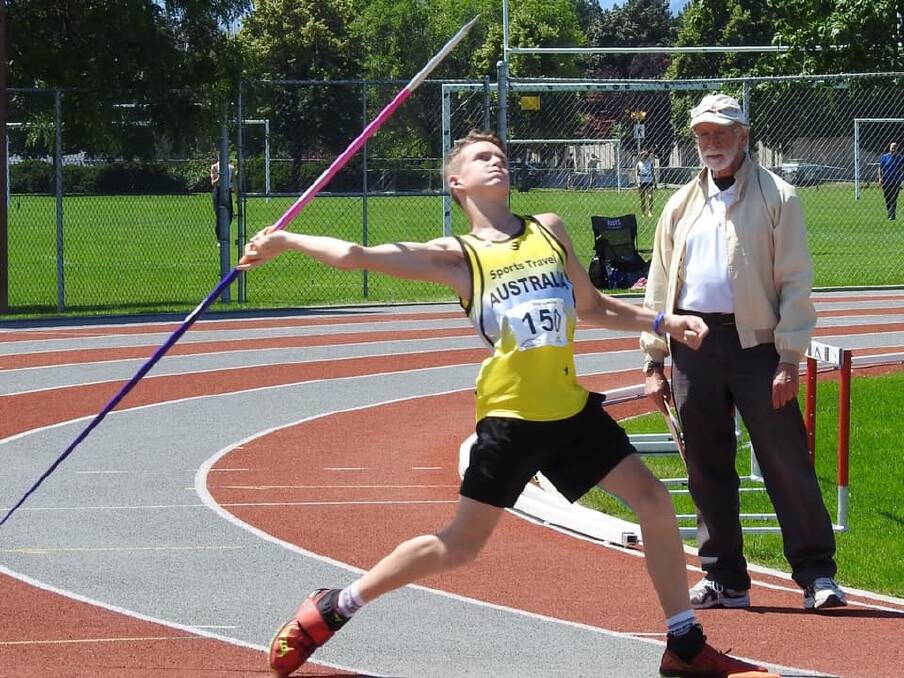 Keelan Perry competes at javelin in Canada. Picture: CONTRIBUTED. 