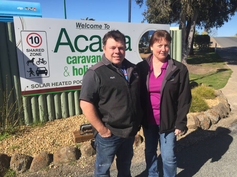 FALL OUT: Acacia Caravan and Holiday Park owners Matt and Kaylene Linsley have already been impacted by the sudden closure of Aradale's tours.