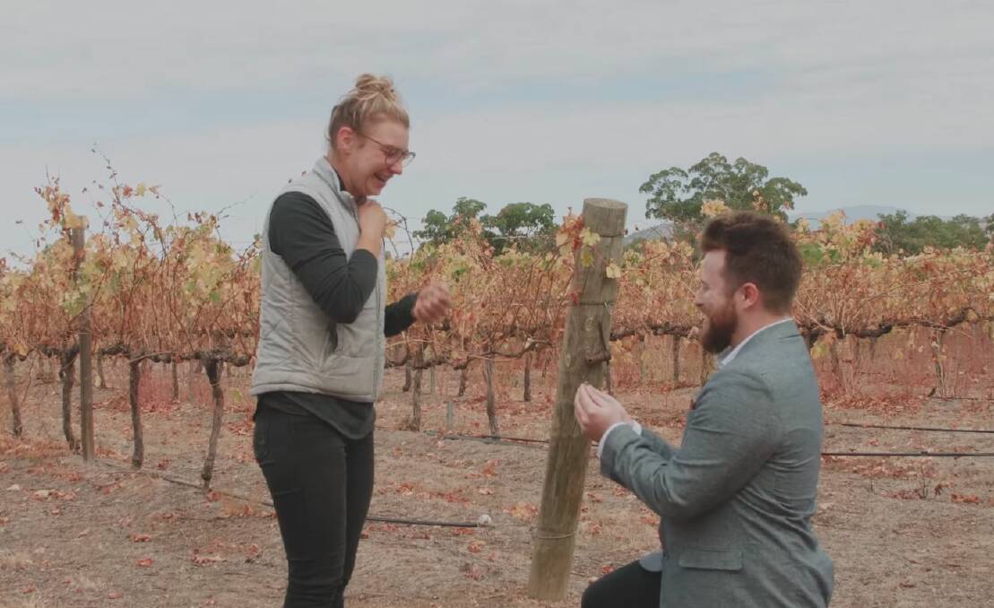 LOVE IN THE AIR: Ryan Jon proposed to his now-fiance Brigitte Rodda at Best's Wines in Great Western, attracting thousands of views online.