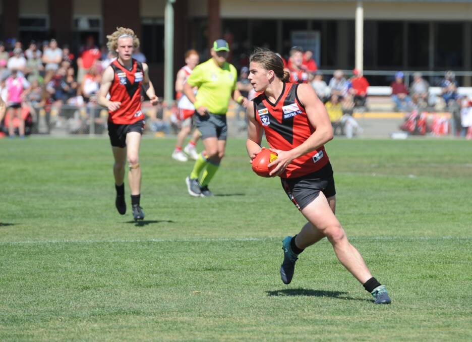 Jakob Salmi playing in the 2018 WFL under 17 grand final for Stawell. Picture: SEAN WALES