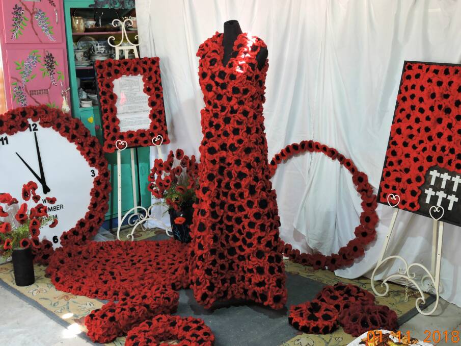 COMMEMORATION: Knitted poppy display at St Arnaud for Remembrance Day. Picture: CONTRIBUTED