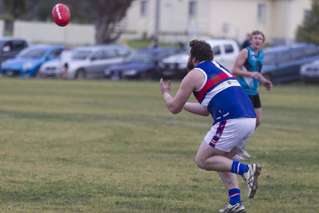TARGET: Jonathan Box kicked three goals for the Bulldogs in their win over Caramut. Picture: Peter Pickering.