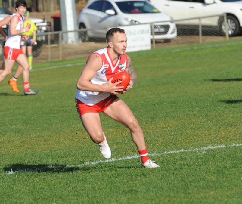 LEADER: Jake Robinson stepped up to help an inexperienced Rats team across the line against Nhill on Saturday. Picture: STUART McGUCKIN