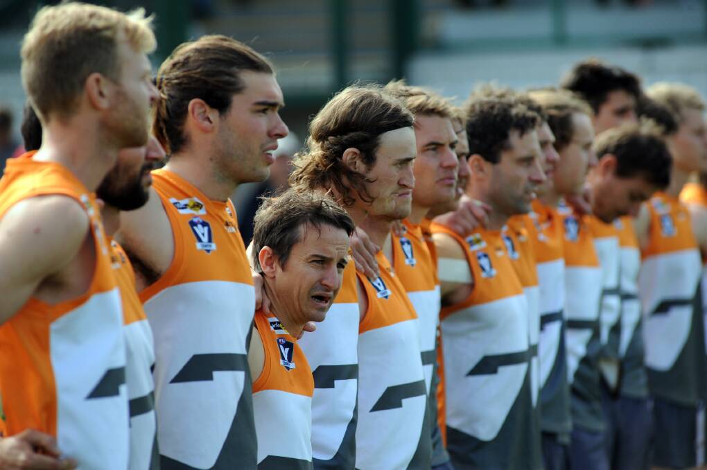 The Giants before the 2016 Horsham District league grand final. 