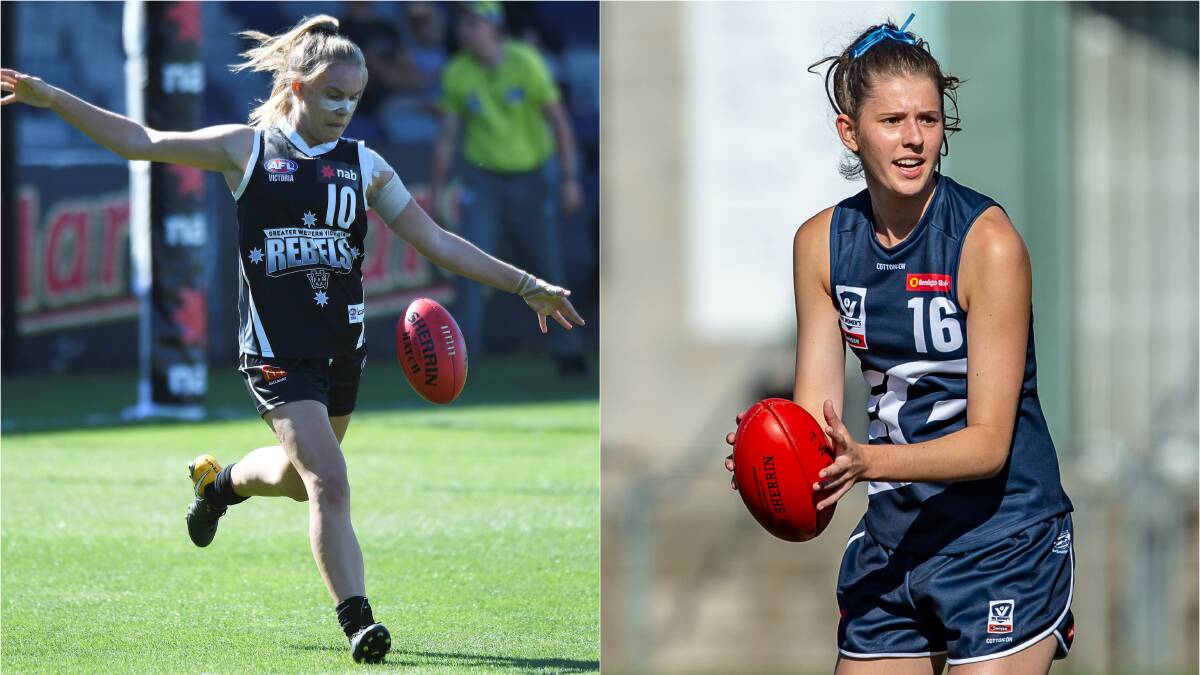 Richmond's Ella Wood, pictured playing for the GWV Rebels last year, and Geelong's Rene Caris. Pictures: BALLARAT COURIER and ARJ GIESE