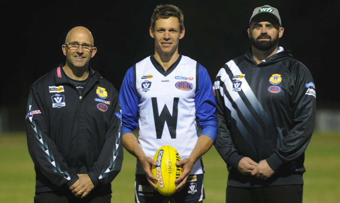 Interleague coach Guy Smith, with the side's captain Luke Chamberlain and assistant coach Shane Fisher. Picture: MATT CURRILL