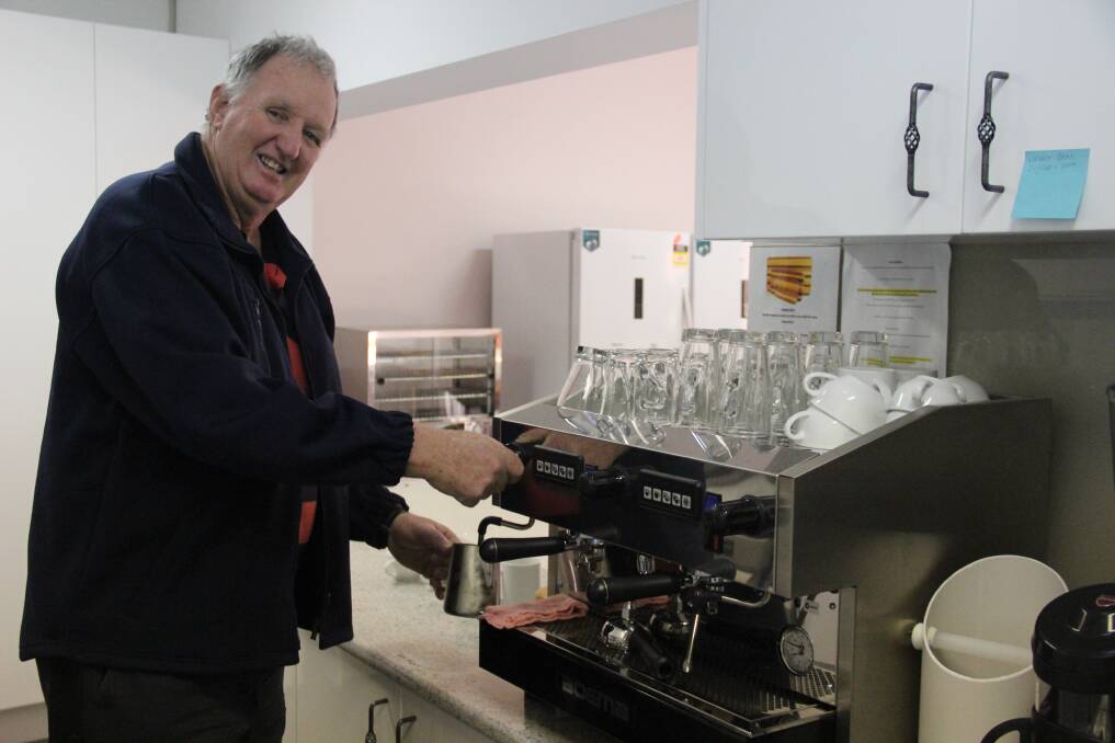 AID: Terry Dunn operates the coffee machine at the City Heart Church of Christ Stawell's new outreach centre. 