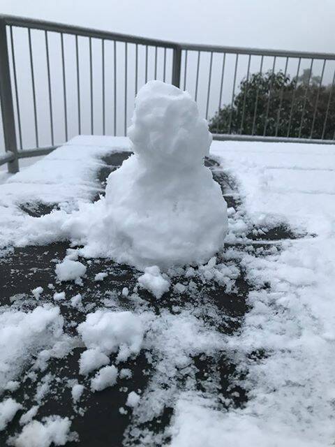 CHILLY: Jo McKinnon shared this image from Boroka Lookout after a fresh dumping of snow in the Grampians on Monday morning. 