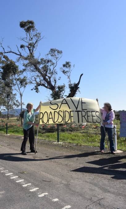 Save the trees: Protesters flocked to Buangor on Monday to register their disgust at the clearing of vegetation for the Western Highway duplication project.