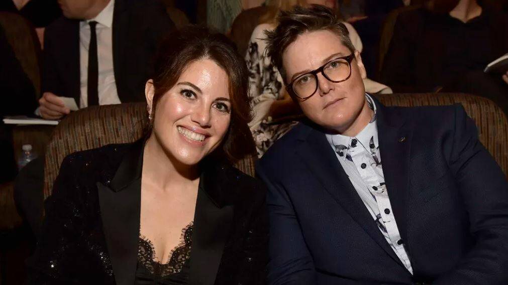 Monica Lewinsky and Hannah Gadsby at the 7th Annual Australians in Film Awards Gala. Picture: Getty