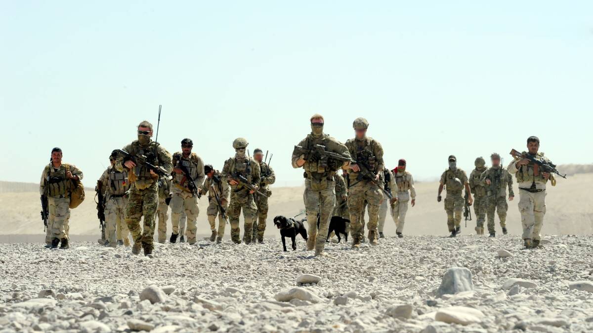 Special Operations Taskforce soldiers with Afghan partners in Uruzgan Province. Picture: Department of Defence