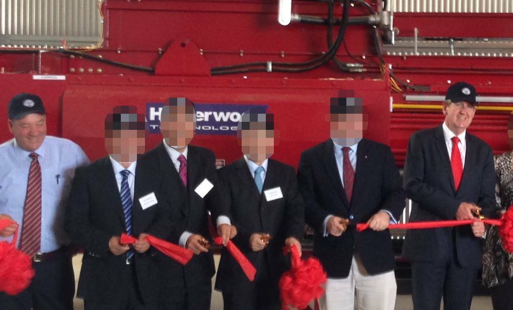 NEW ROLE: Then-Wagga MP Daryl Maguire (left) and then-NSW Premier Barry O'Farrell (right) officially open UWE Hay at Wumbulgal, 25 kilometres west of Leeton, in 2015. ICAC heard yesterday that UWE offered Mr Maguire a board position after he planned to retire at the 2019 election. Picture: The Irrigator 
