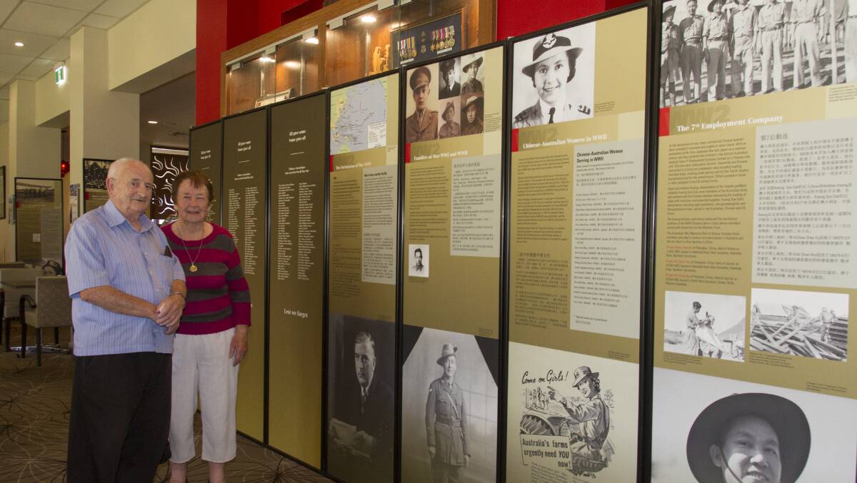 EXHIBITION: Frank and Margaret Dempsey admire the Chinese Anzacs display at Ararat RSL. Picture: PETER PICKERING