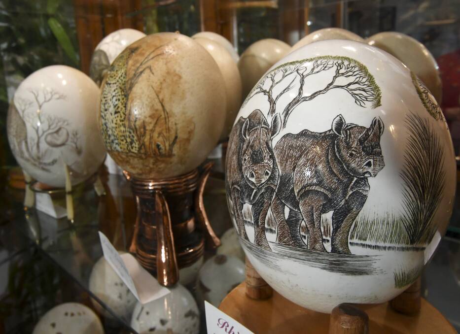 Decorated eggs in Margaret Saunders' collection. 