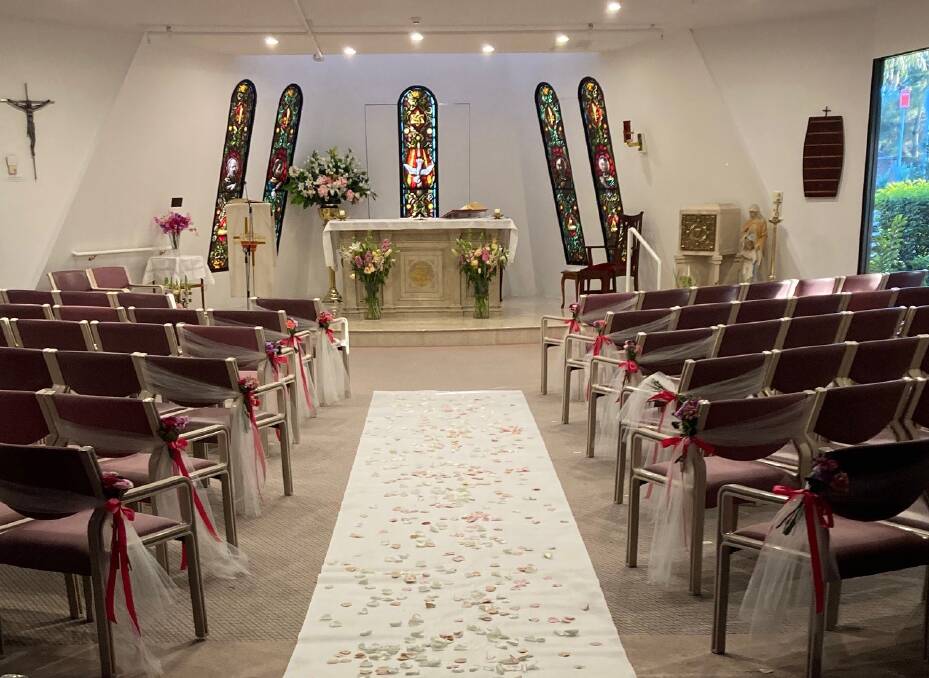 Calvary's St Margaret's Chapel decorated in flowers for the special day. Picture supplied.