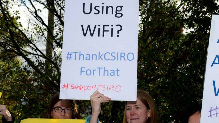 CSIRO staff in Clayton, Melbourne, protesting the proposed 700 national job losses. Photo: Penny Stephens