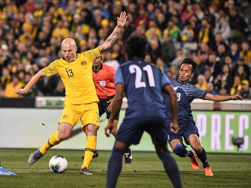 Socceroos' star Aaron Mooy has scored a goal in his first game in the Chinese Super League.