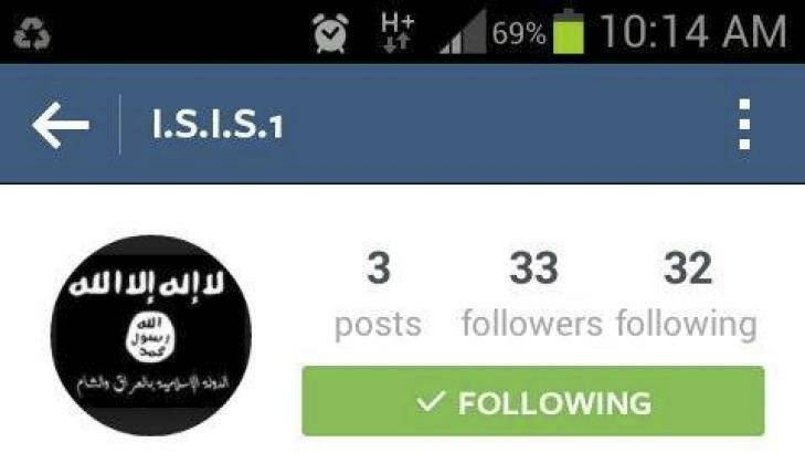 A screen shot of an Australian Instagram account in support of ISIL. Photo: supplied
