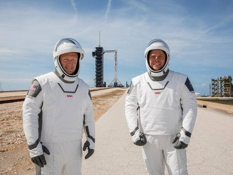 NASA astronauts Douglas Hurley and Robert Behnken ahead of NASA's SpaceX flight.