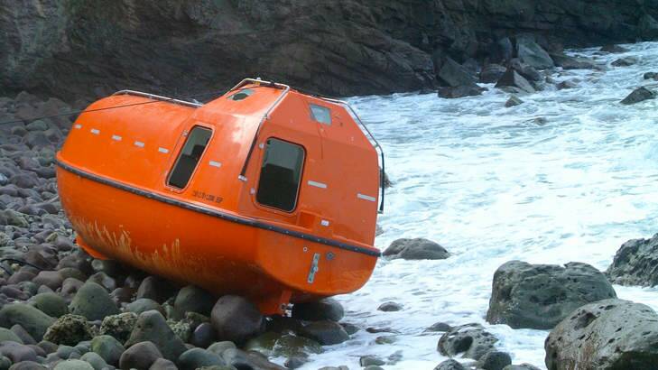 An orange lifeboat used to send asylum seekers back to Indonesia. Photo: Supplied