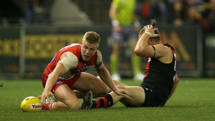 Hannebery and Hurley immediately after the incident in question Photo: Pat Scala