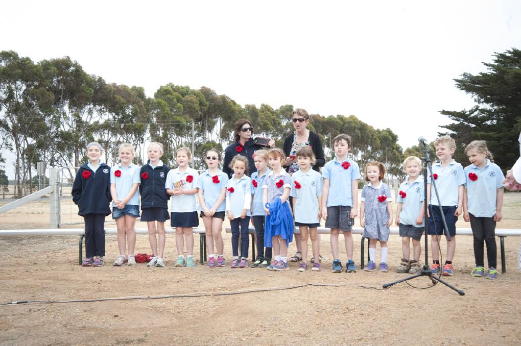Students from Maroona Primary School performed the National Anthem at the
unveiling of the new War Memorial in Maroona. Pictures: DOMINIQUE SPARKS, BALANCING ROCK PHOTOGRAPHY