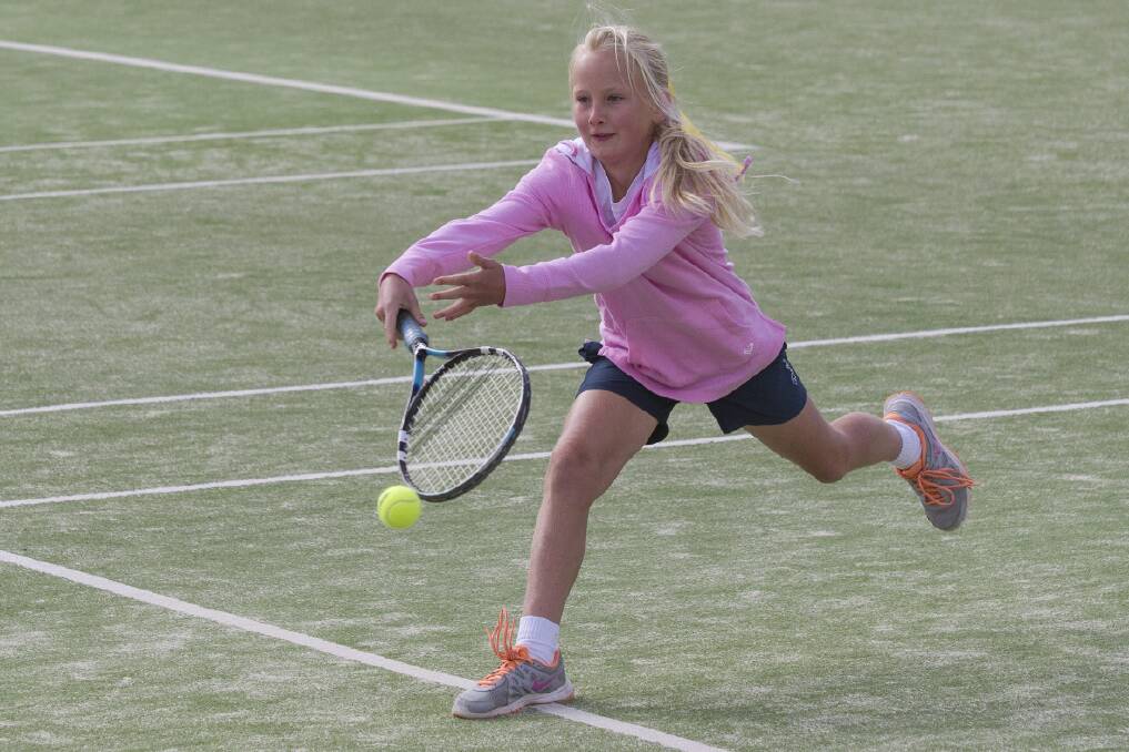 Grace hit the tennis court last Saturday to compete in the Mininera and District Junior Tennis Association grand final.