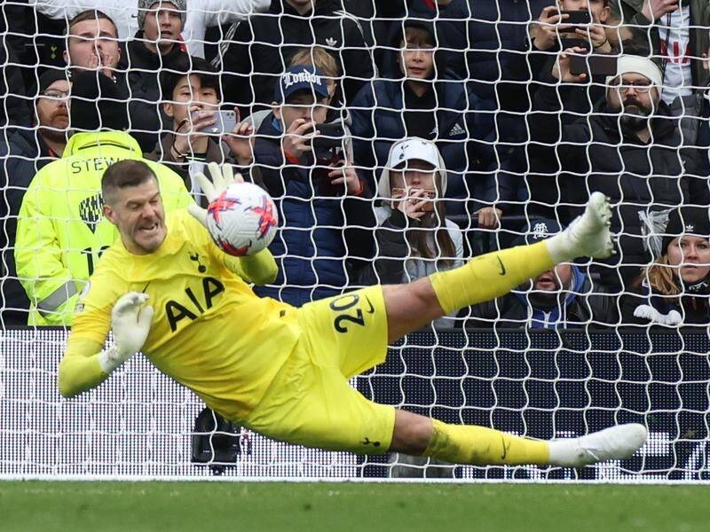 Fraser Forster has praised manager Ange Postecoglou after signing a new contract with Tottenham. (EPA PHOTO)