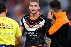 Wests Tigers player Adam Doueihi is in hot water over comments about LGBTQI inclusion in sport. (Brendon Thorne/AAP PHOTOS)