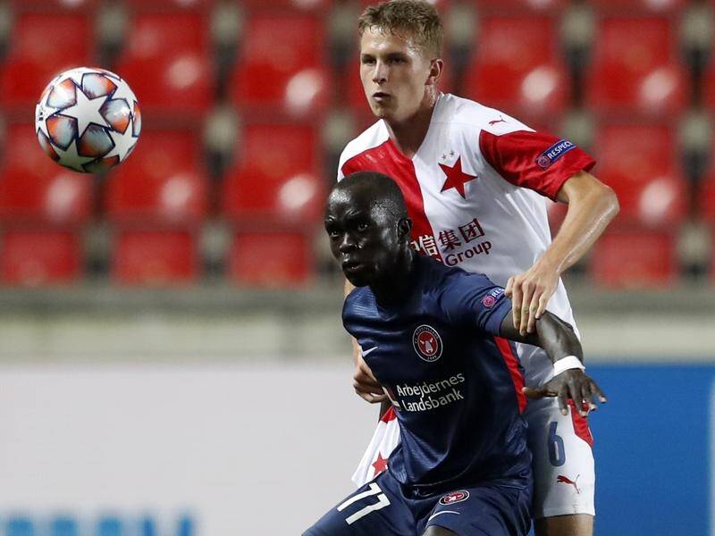 Awer Mabil (front) will make his Champions League debut with FC Midtjylland.