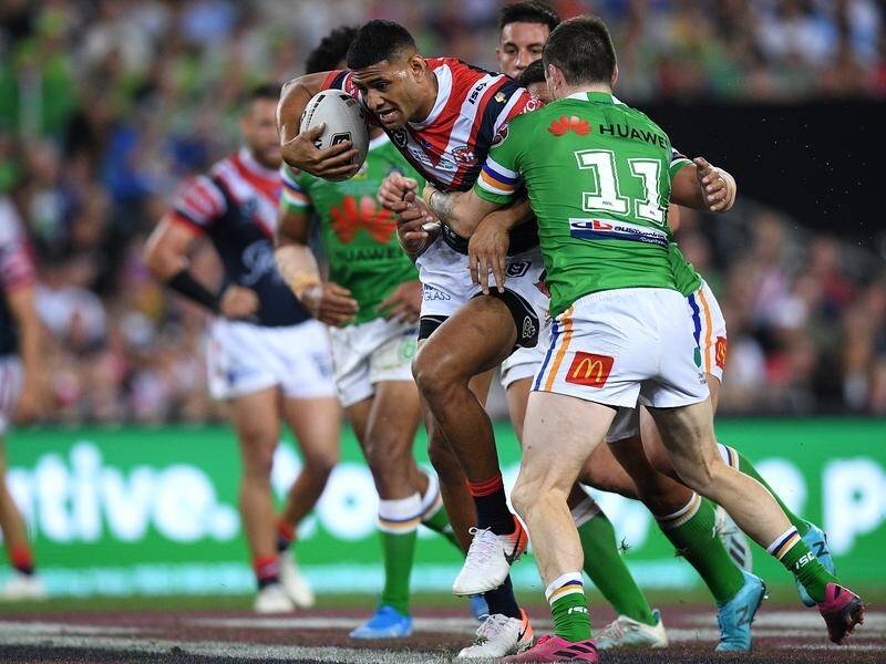 Sydney Roosters' Daniel Tupou (C) set up the match-winner and ran 165 metres in the NRL grand final.