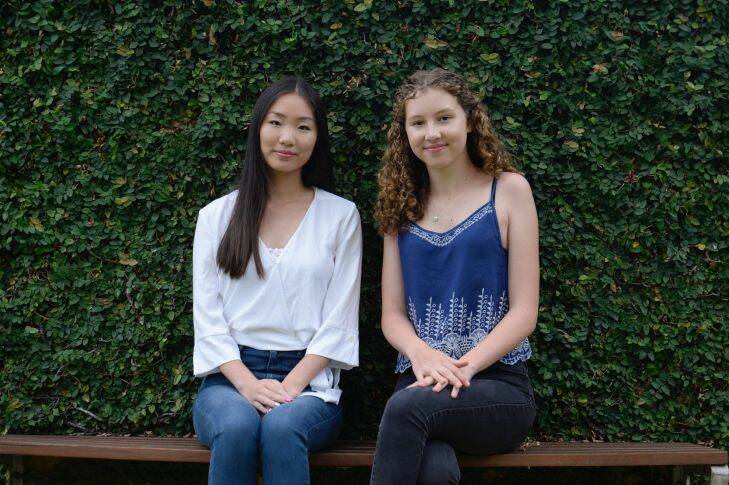Redlands Students who participated in the IB , Lori Zhou 17 and (blue top) Charlie Rogers 18
Pic Nick Moir 4 jan 2018