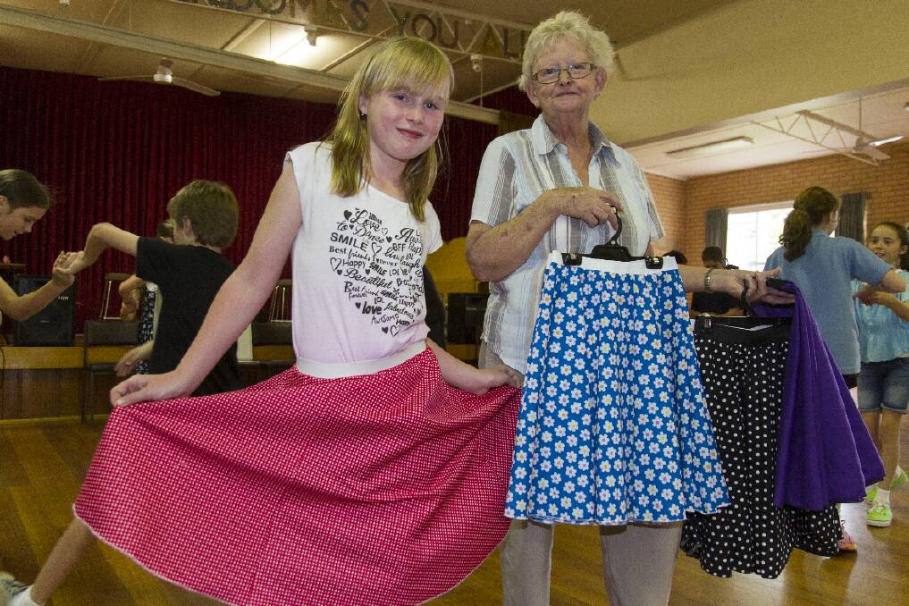 Breeanna had a chance to model one of the 52 rock n roll skirts made by Pat Wilson for the youngsters taking part in rock n roll dance lessons in the lead up to this year s Jailhouse Rock Festival.  
 Picture: PETER PICKERING