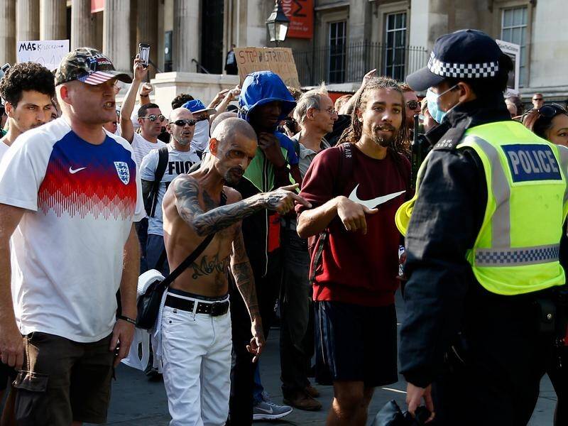 Police in London were forced to break up an anti-lockdown protests.