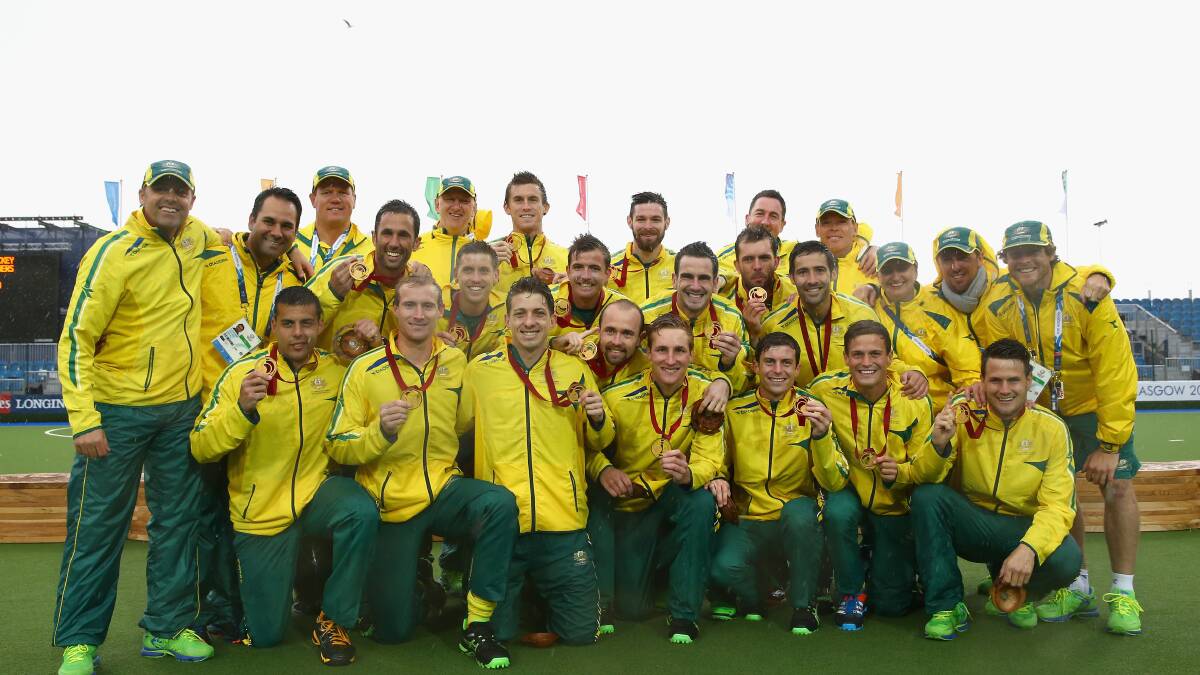 The Kookaburras celebrate their gold medal. PICTURE: GETTY