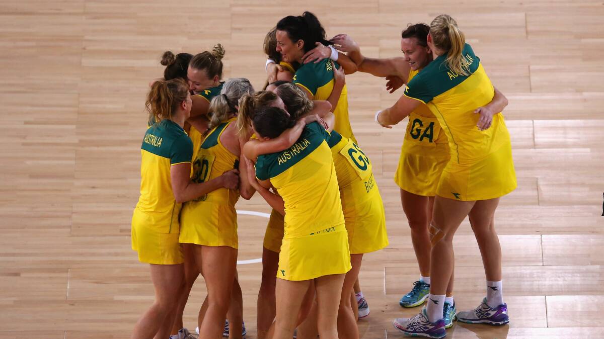 The Daimonds celebrate their gold medal. PICTURE: GETTY