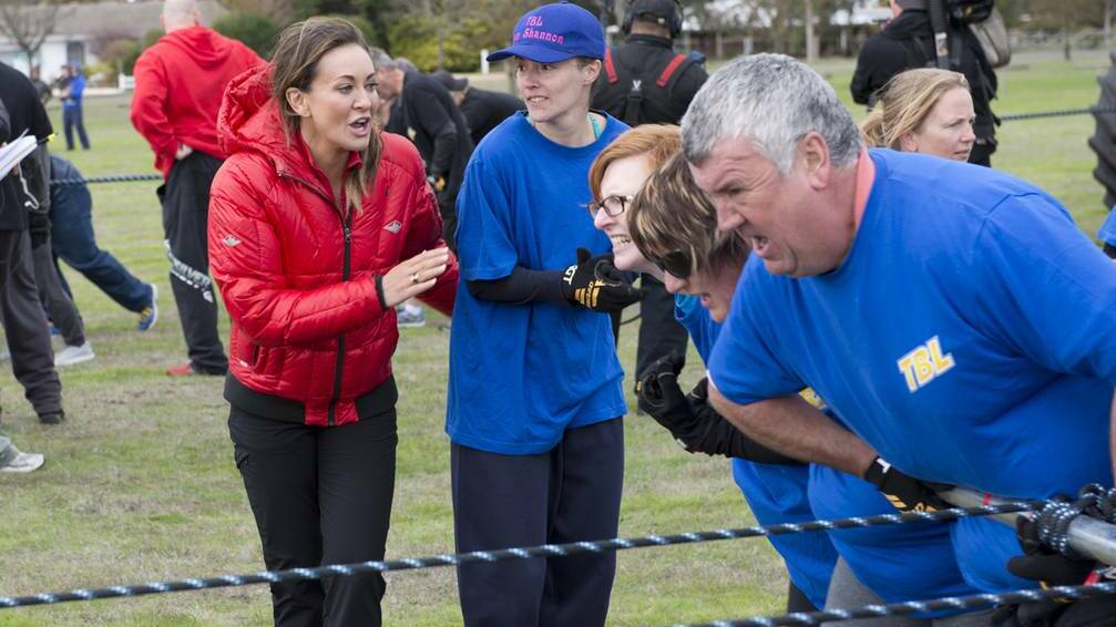 Michelle offers advice to the Ararat participants during the tractor pull. Pictures: NETWORK TEN
