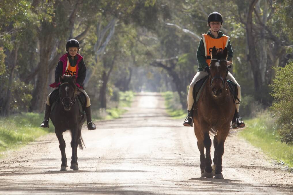 Ella Cox (left) on Millie and Taryn Wilde on Bano participate in last Sunday’s Ararat Pony Club Endurance Ride. 