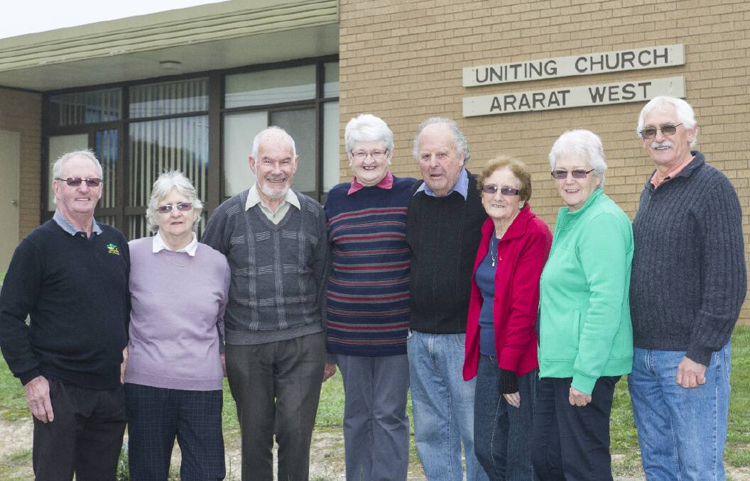 Ready to celebrate the Ararat West Uniting Church’s 85th birthday this Sunday are parishioners Merv and Kaye Fox, Graham and Gloria Bull, Howard and Betty Hutchison and Judy and Ted Wohlers.