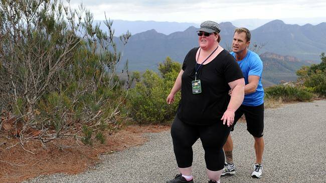 Mary makes her way up Mount William with help from trainer Shannan Ponton. Picture: CONTRIBUTED